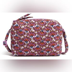 Vera Bradley Pink and Purple Floral CAMERA BAG Crossbody  SCAEVOLA FAN PATTERN